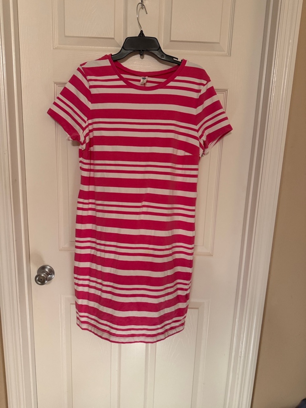 Old Navy Pink and White Striped Tee Dress